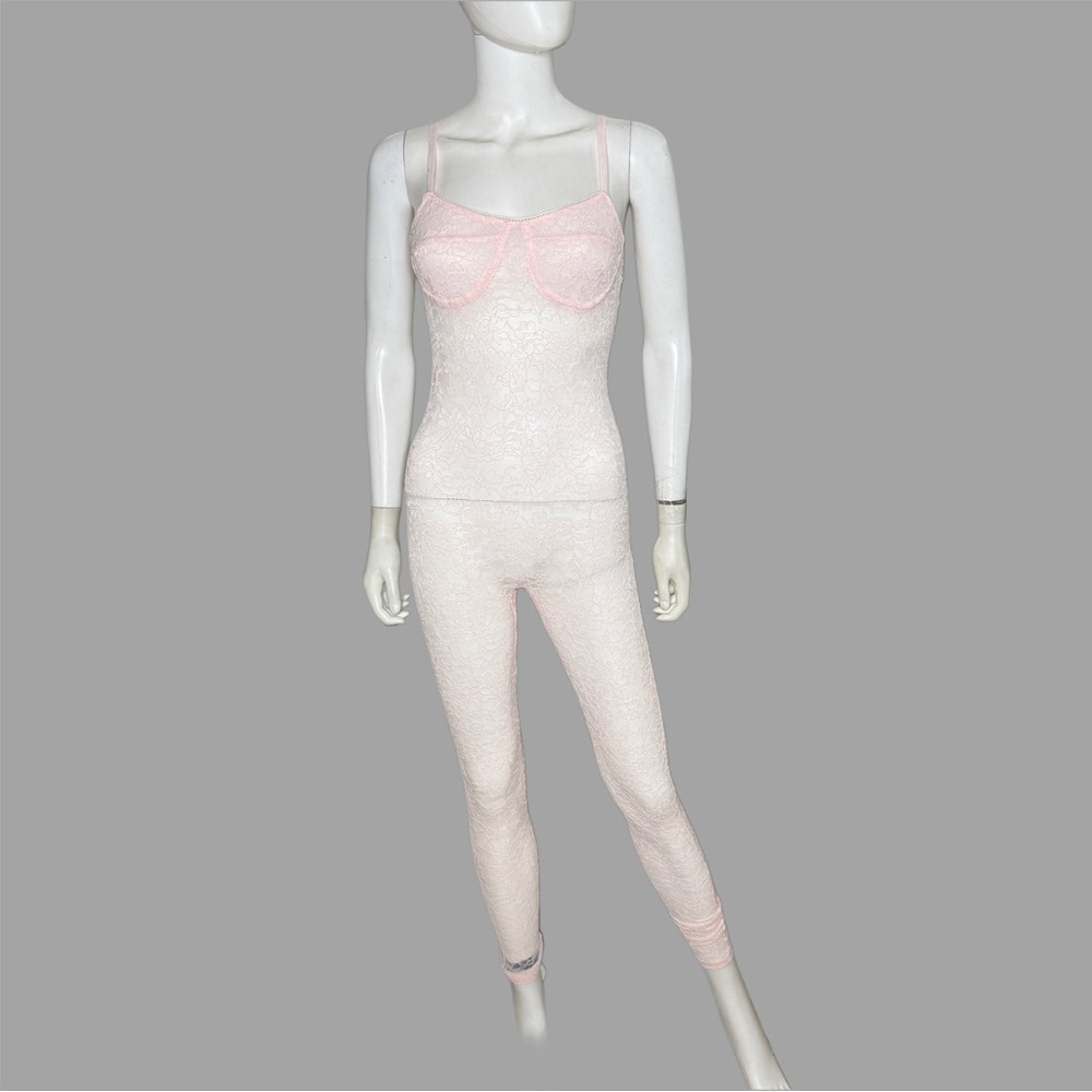 Forever 21 Blush Pink Lace Sheer Jumpsuit